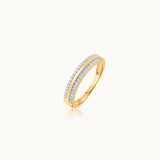 Striped Stackable Band, 14K Gold Vermeil, 1/4 ct Lab Grown Diamond-3