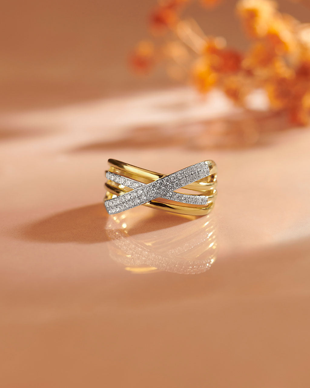 Pave Diamond Cross-Over Ring, 14K Gold Vermeil, 1/3 ct Lab Grown Diamond-5