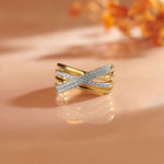 Pave Diamond Cross-Over Ring, 14K Gold Vermeil, 1/3 ct Lab Grown Diamond-5