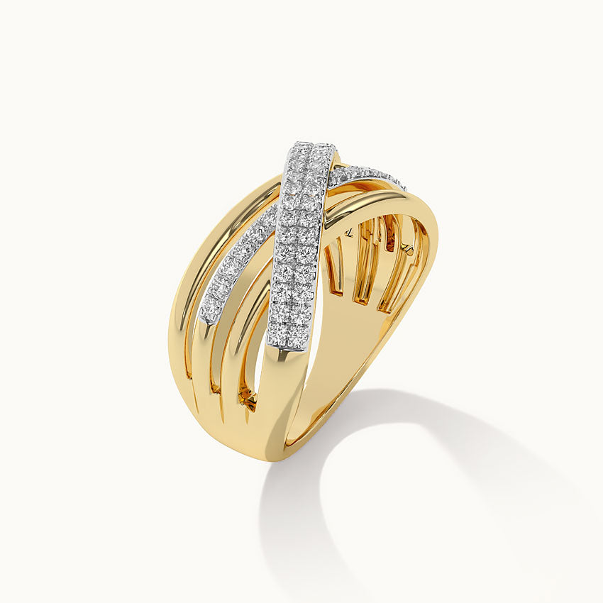 Pave Diamond Cross-Over Ring, 14K Gold Vermeil, 1/3 ct Lab Grown Diamond-7
