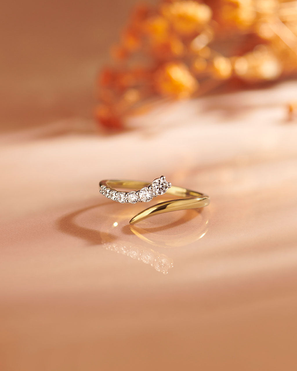 Open Stackable Band Ring, 14K Gold Vermeil, 1/4 ct Lab Grown Diamond-6