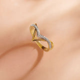 Two-Tone Chevron Diamond Ring, 14K Gold Vermeil, 1/6 ct Lab Grown Diamond-6