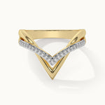 Two-Tone Chevron Diamond Ring, 14K Gold Vermeil, 1/6 ct Lab Grown Diamond-5