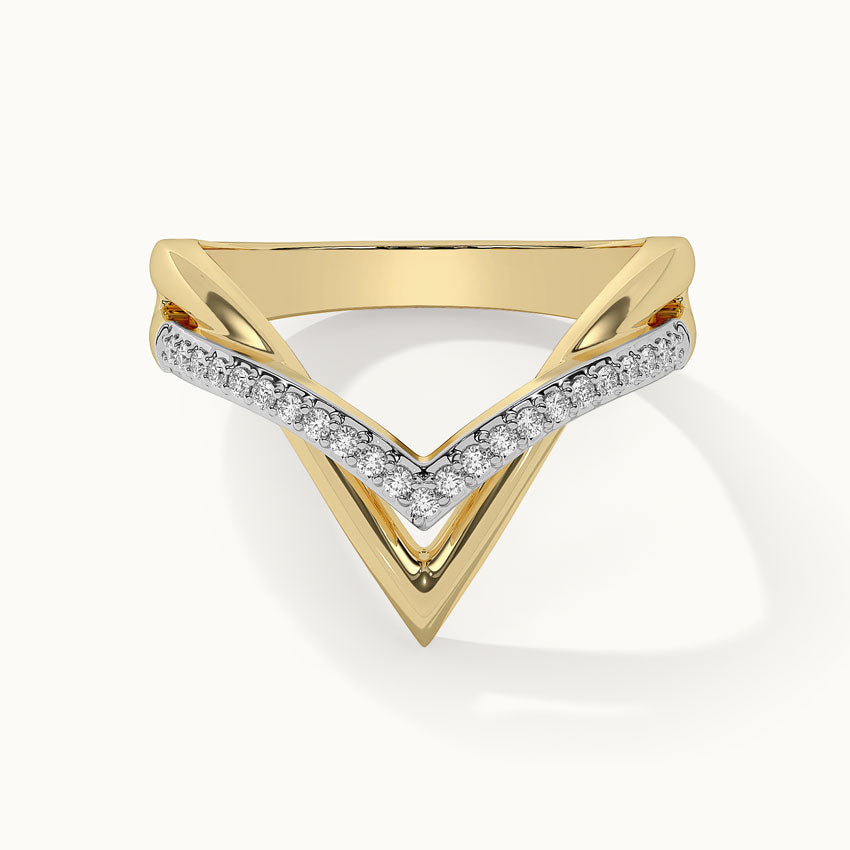 Two-Tone Chevron Diamond Ring, 14K Gold Vermeil, 1/6 ct Lab Grown Diamond-5