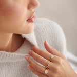 Two-Tone Chevron Diamond Ring, 14K Gold Vermeil, 1/6 ct Lab Grown Diamond-4