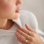Two-Tone Chevron Diamond Ring, 14K Solid Gold, 1/6 ct Lab Grown Diamond-4