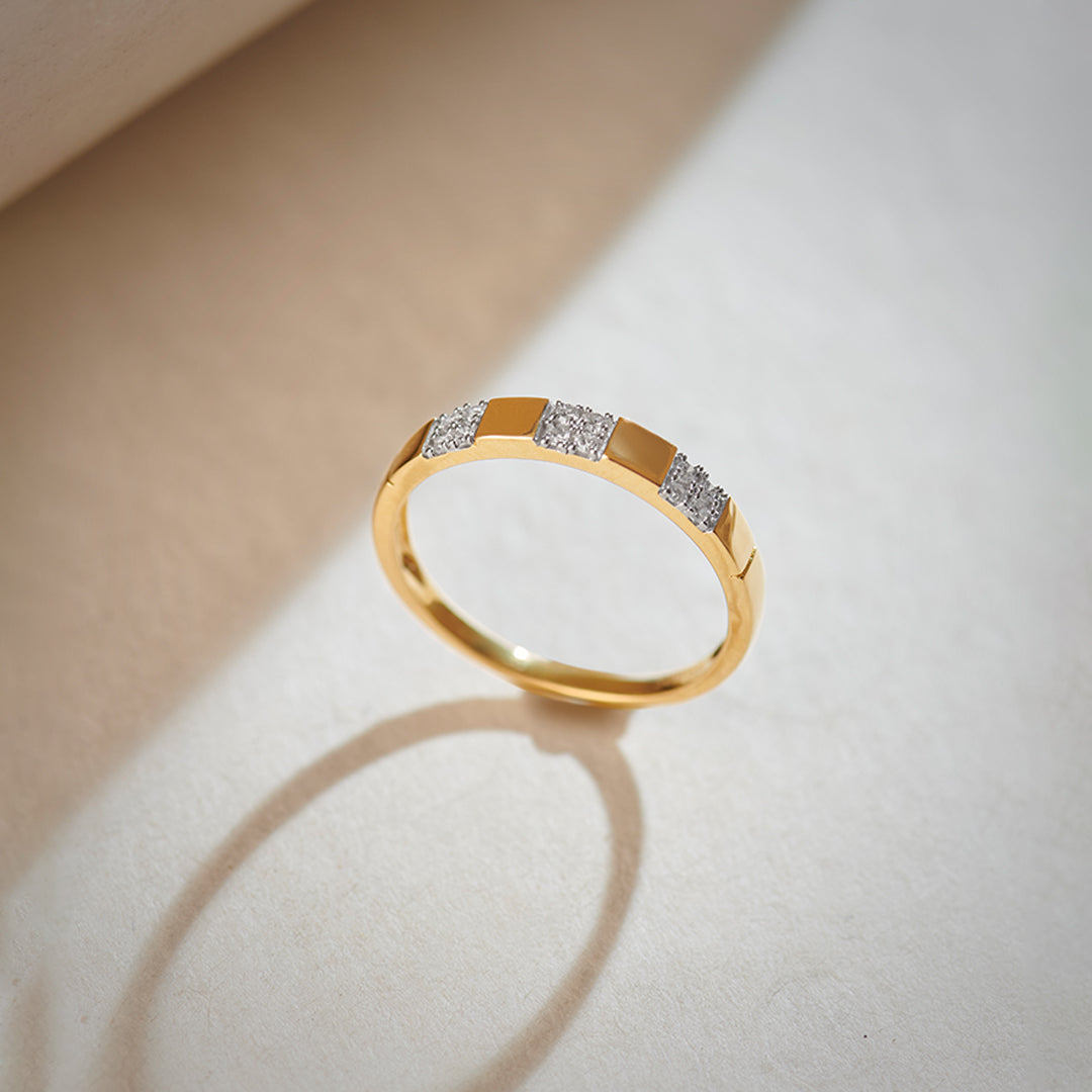 Stationed Stackable Band, 14K Gold Vermeil, 1/20 ct Lab Grown Diamond-1