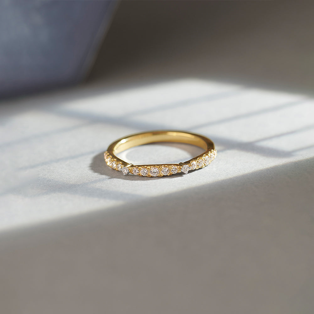 Scalloped Diamond Band, 14K Gold Vermeil, 1/4 ct Lab Grown Diamond-1