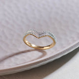 Stackable Chevron Diamond Band, 14K Gold Vermeil, 1/3 ct Lab Grown Diamond-6