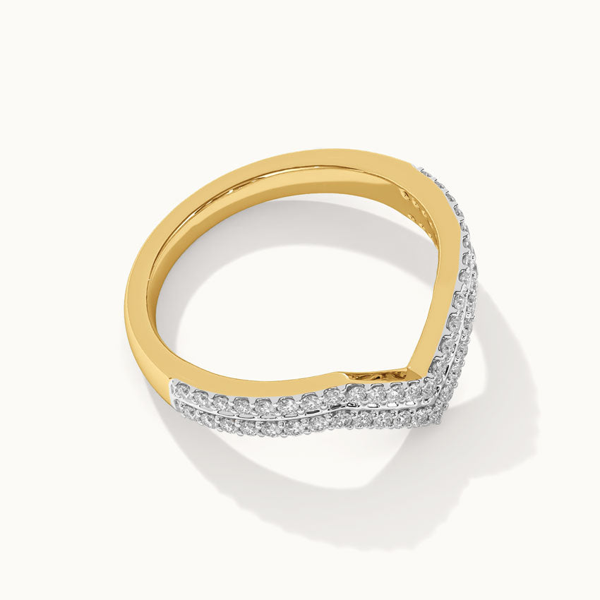 Stackable Chevron Diamond Band, 14K Gold Vermeil, 1/3 ct Lab Grown Diamond-8