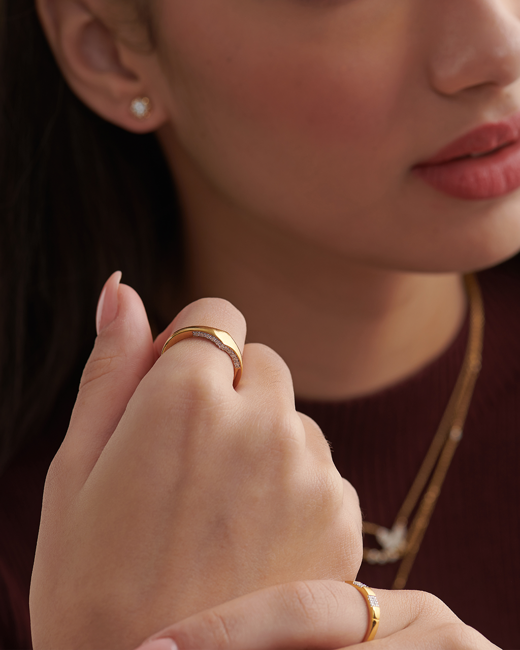 Diamond Signet Ring, 14K Gold Vermeil, 1/4 ct Lab Grown Diamond-2