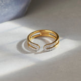 U-pin Diamond Open Band, 14K Gold Vermeil, 1/6 ct Lab Grown Diamond-4