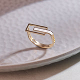 Square White Cera Band, 14K Gold Vermeil-5