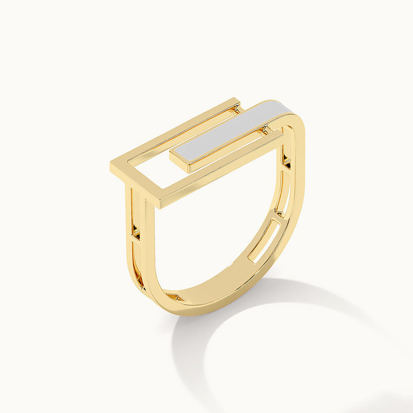 Square White Cera Band, 14K Gold Vermeil-7