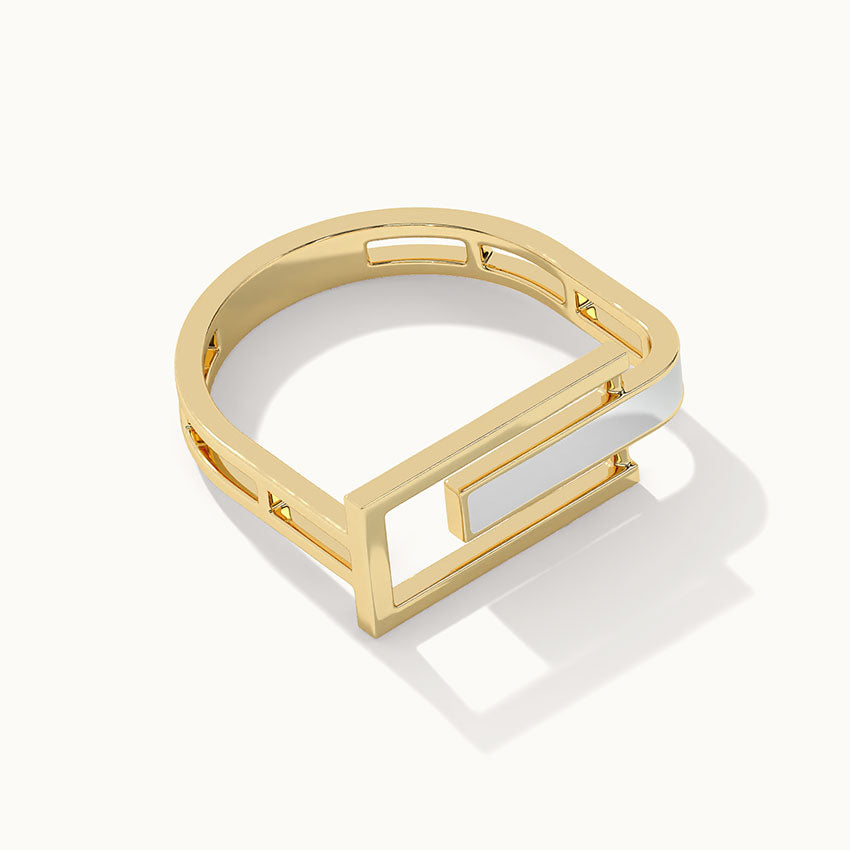 Square White Cera Band, 14K Gold Vermeil-6