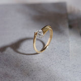 Coiled Diamond Band, 14K Gold Vermeil, 1/4 ct Lab Grown Diamond-1
