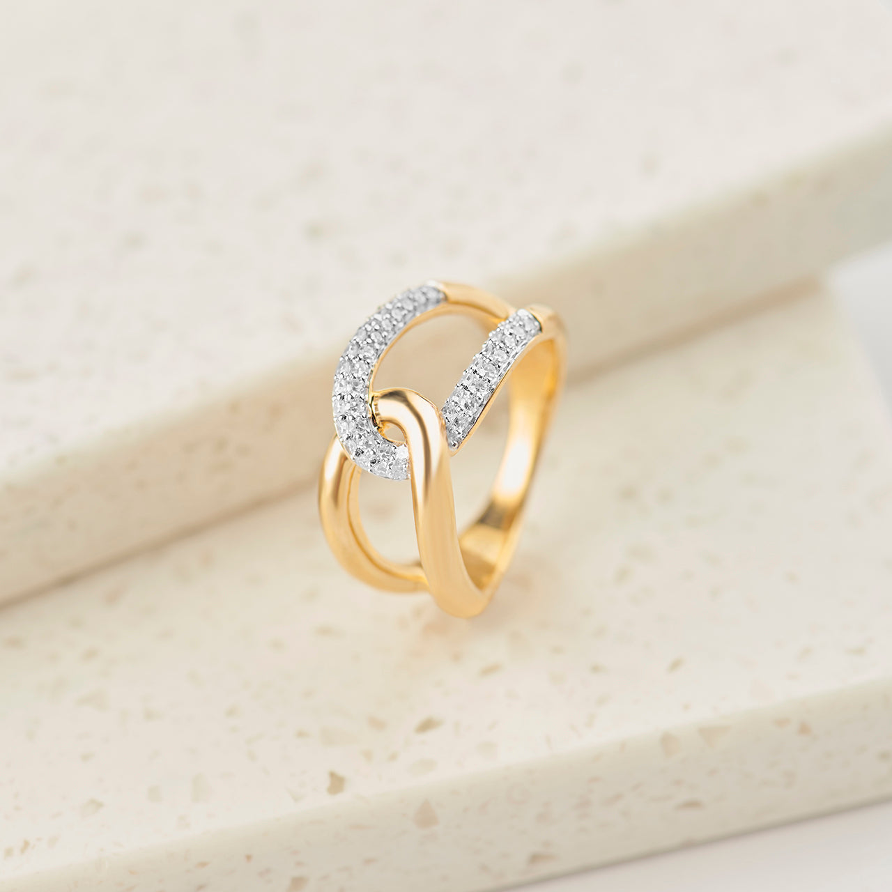 Interlocked Wide Loop Diamond Band, 14K Gold Vermeil, 1/3 ct Lab Grown Diamond-1