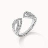 Open Leaf Diamond Ring, Sterling Silver, 3/8 ct Lab Grown Diamond-6
