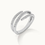 Three Row Coil Diamond Band, Sterling Silver, 1/4 ct Lab Grown Diamond-5