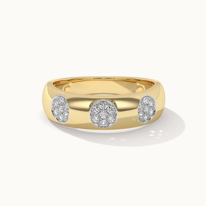 Wide Dome Diamond Band, 14K Gold Vermeil, 1/5 ct Lab Grown Diamond-3