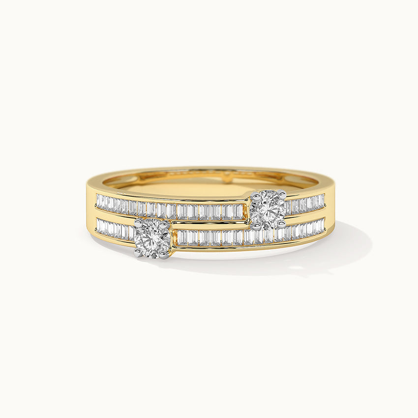 Double Row Diamond Band, 14K Solid Gold, 1/2 ct Lab Grown Diamond-3
