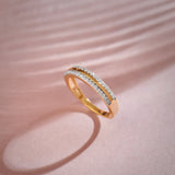 Striped Stackable Band, 14K Gold Vermeil, 1/4 ct Lab Grown Diamond-1
