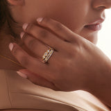 Striped Stackable Band, 14K Gold Vermeil, 1/4 ct Lab Grown Diamond-4