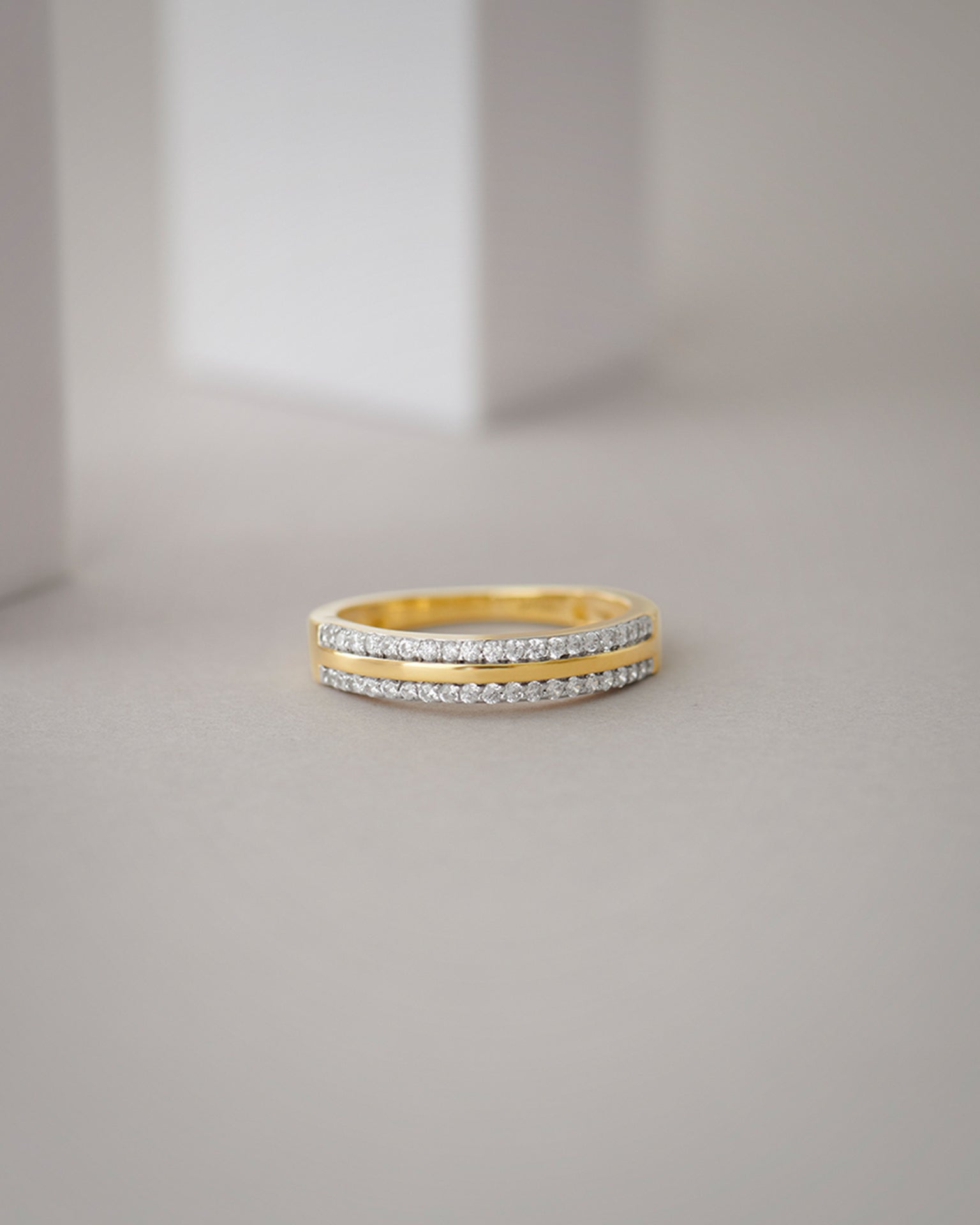 Striped Stackable Band, 14K Gold Vermeil, 1/4 ct Lab Grown Diamond-5