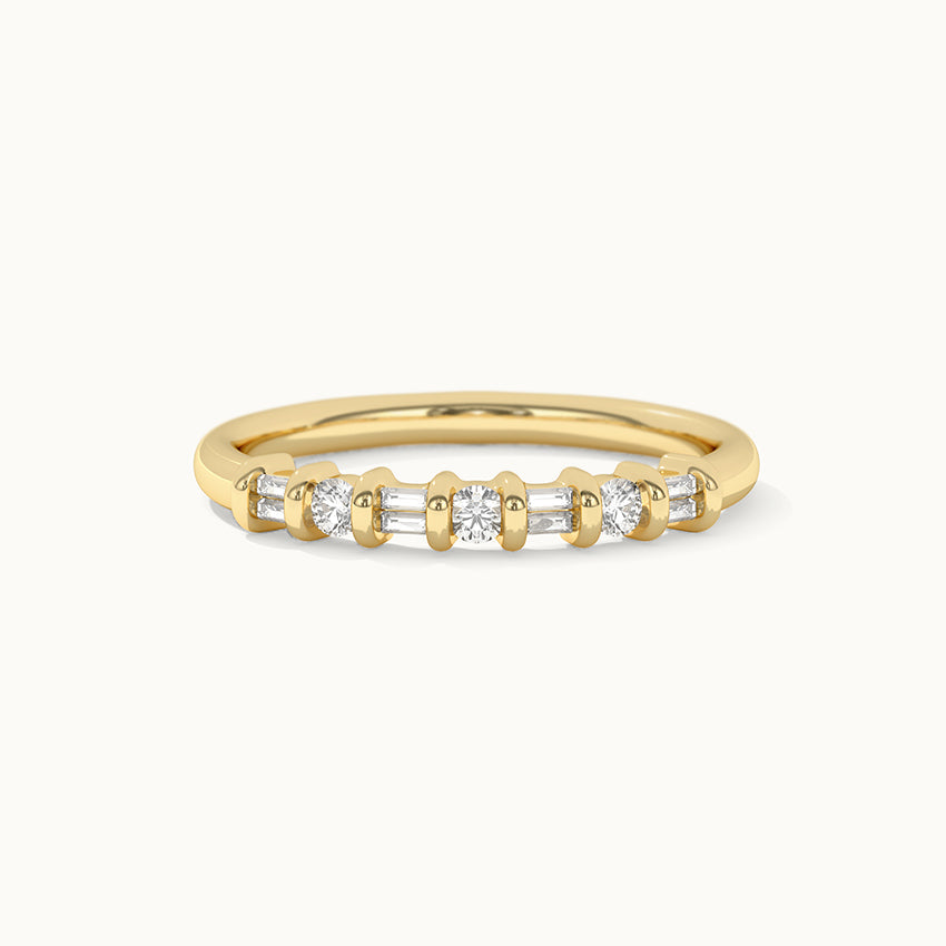 Baguette & Round Stackable Band, 14K Gold Vermeil, 1/5 ct Lab Grown Diamond-3