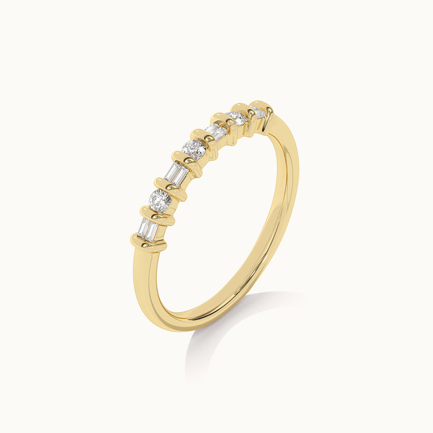 Baguette & Round Stackable Band, 14K Gold Vermeil, 1/5 ct Lab Grown Diamond-5