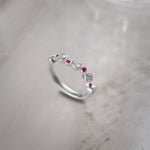 Created Ruby Scattered Diamond Band, Sterling Silver, 3/8 ct Lab Grown Diamond-6