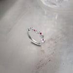 Created Ruby Scattered Diamond Band, Sterling Silver, 3/8 ct Lab Grown Diamond-1