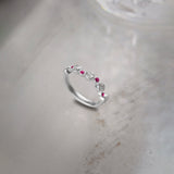 Created Ruby Scattered Diamond Band, Sterling Silver, 3/8 ct Lab Grown Diamond-1