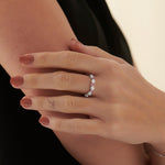 Created Ruby Scattered Diamond Band, Sterling Silver, 3/8 ct Lab Grown Diamond-2