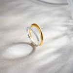 Wide Two-Tone Band, 14K Gold Vermeil, 1/4 ct Lab Grown Diamond-6