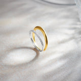 Wide Two-Tone Band, 14K Gold Vermeil, 1/4 ct Lab Grown Diamond-6