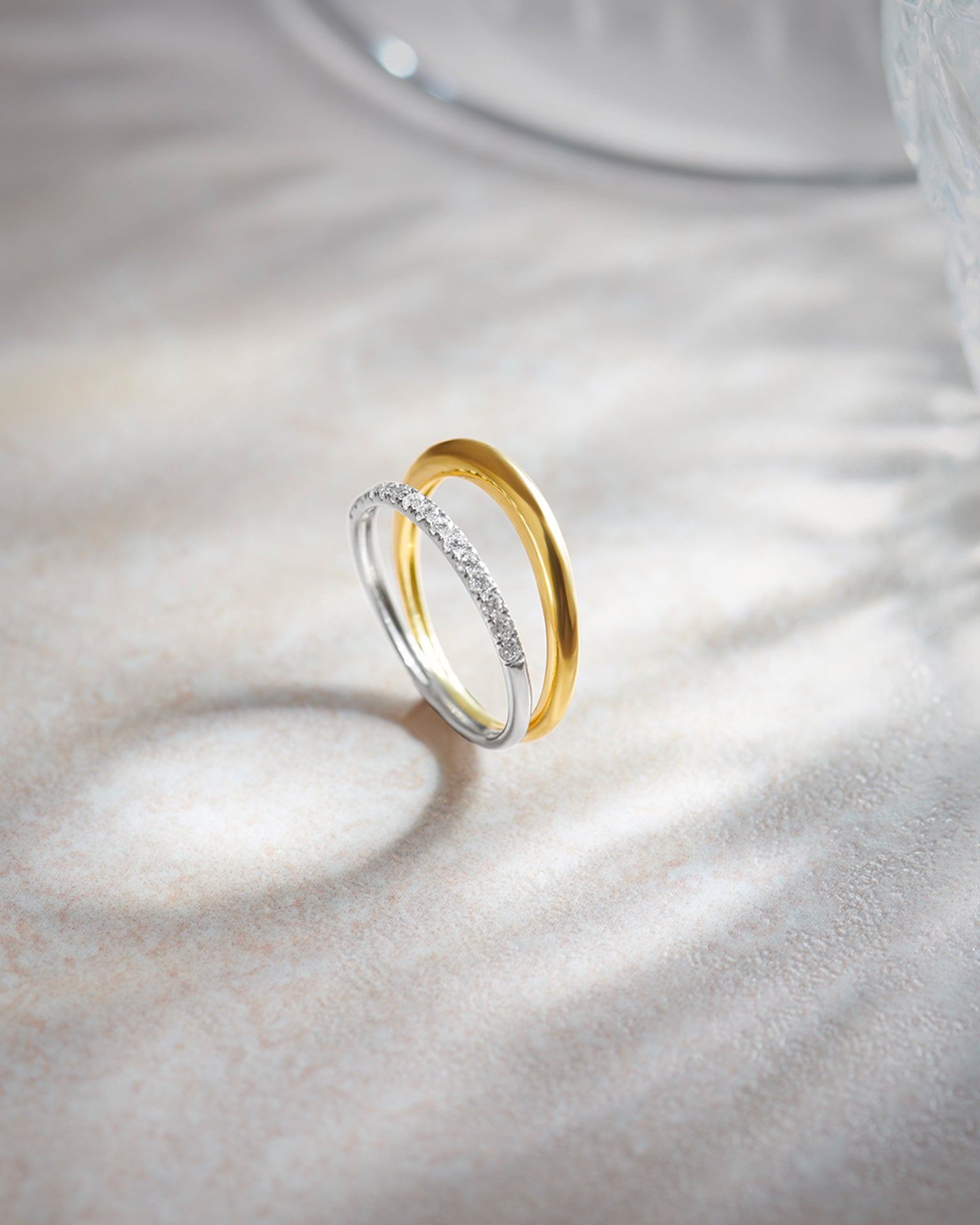 Wide Two-Tone Band, 14K Gold Vermeil, 1/4 ct Lab Grown Diamond-6