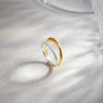 Wide Two-Tone Band, 14K Gold Vermeil, 1/4 ct Lab Grown Diamond-1