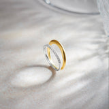 Wide Two-Tone Band, 14K Gold Vermeil, 1/4 ct Lab Grown Diamond-1