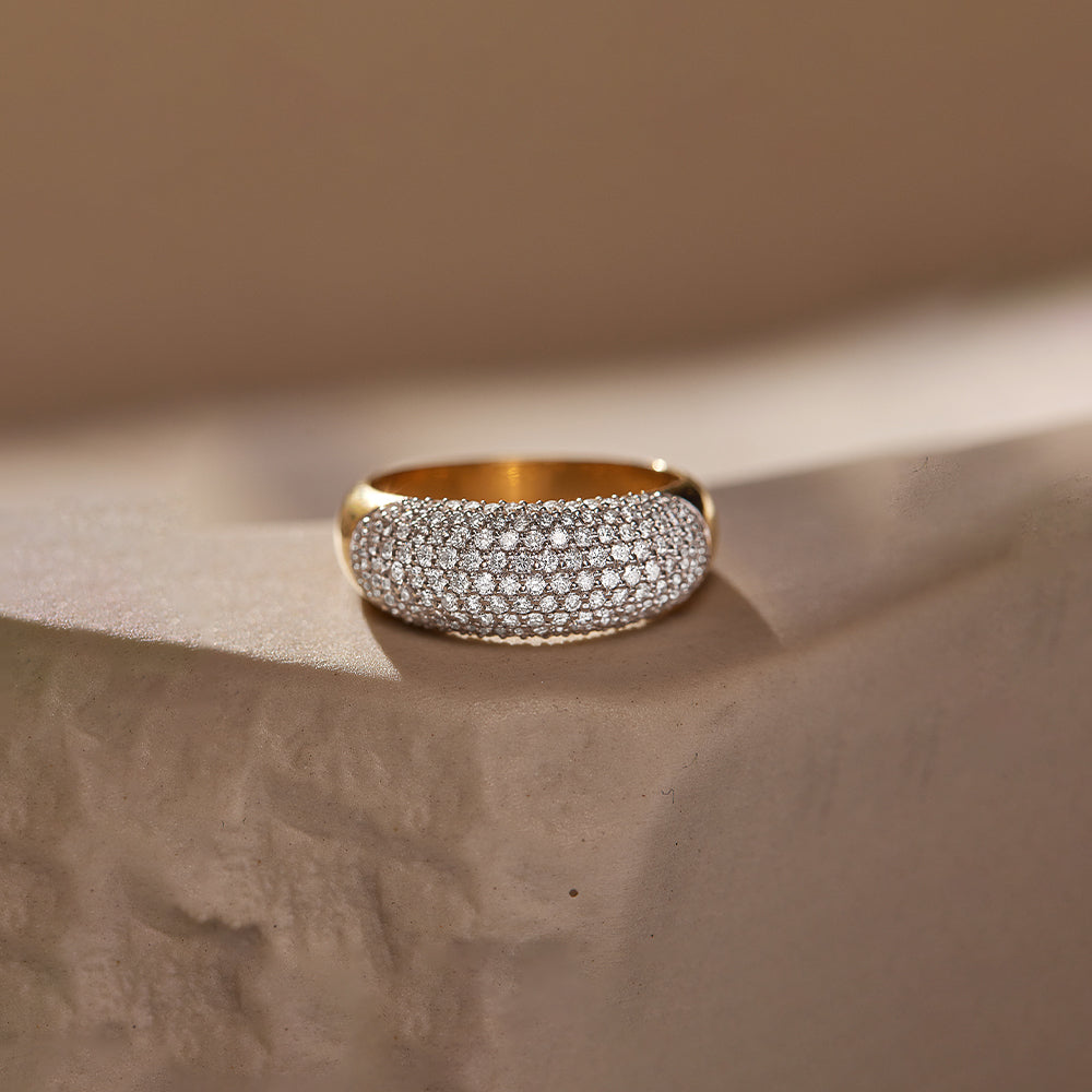 Bold Pave Diamond Band, 14K Gold Vermeil, 7/8 ct Lab Grown Diamond-1