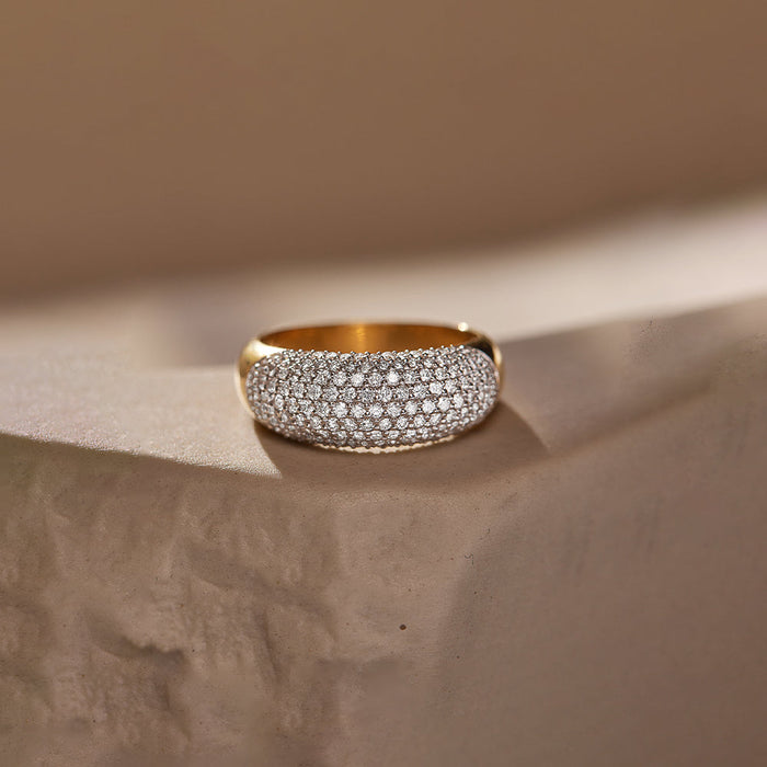 Bold Pave Diamond Band, 14K Gold Vermeil, 7/8 ct Lab Grown Diamond-1