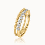 Bezel Set Beaded Diamond Band, 14K Gold Vermeil, 1/4 ct Lab Grown Diamond-3
