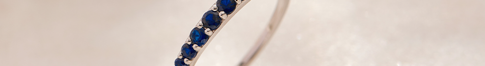 Created Blue Sapphire Stackable Band, Sterling Silver-1