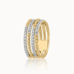 Multi-Row Beaded Diamond Band, 14K Gold Vermeil, 1/2 ct Lab Grown Diamond-3