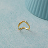 Soft Chevron Ring, 14K Gold Vermeil, 1/5 ct Lab Grown Diamond-5