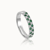 Created Emerald Checkered Band, Sterling Silver, 1/4 ct Lab Grown Diamond-3