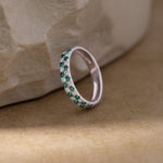 Created Emerald Checkered Band, Sterling Silver, 1/4 ct Lab Grown Diamond-5