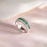 Created Emerald Eternity Band, 14K Solid Gold, 3/8 ct Lab Grown Diamond-1