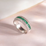 Created Emerald Eternity Band, 14K Solid Gold, 3/8 ct Lab Grown Diamond-6