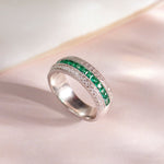 Created Emerald Eternity Band, Sterling Silver, 3/8 ct Lab Grown Diamond-6